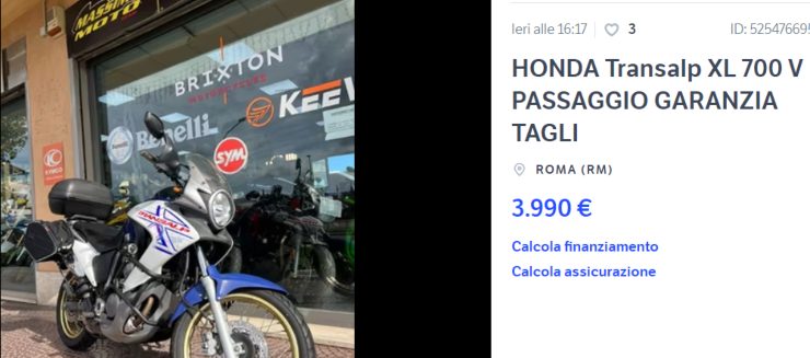 Honda Transalp XL 700 V offerta usato moto