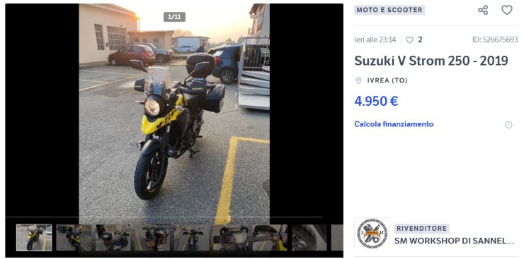 L'annuncio di vendita della Suzuki