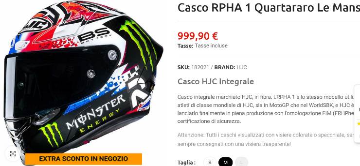 Fabio Quartararo casco vendita prezzo