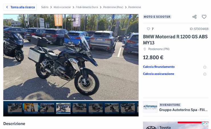 Motocicletta vendita BMW 