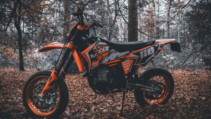 Una KTM in un bosco