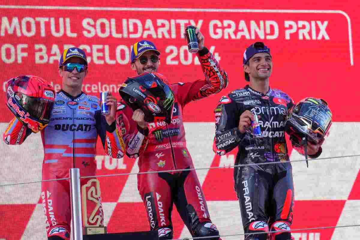 Martin Marquez e Bagnaia sul podio